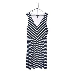 Ralph Lauren Women's Dress Blue White Striped Stretch V-Neck Jersey Nautical XL